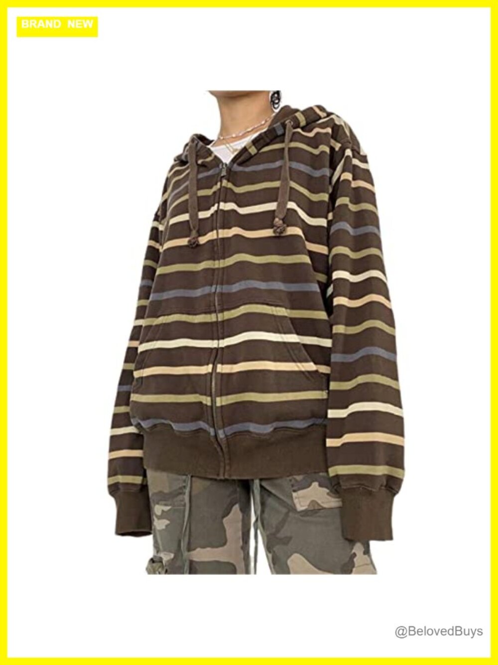 Women's Oversized Zip Up Hoodie Long Sleeve Y2K Streetwear Grunge Sweatshirt